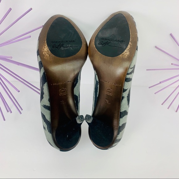 Donald J. Pliner /Animal Print Black Gray Peep-toe - Picture 7 of 8